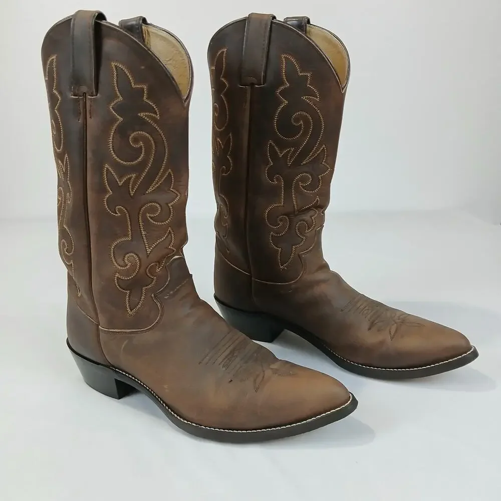 Justin Boots Mens 10.5D Brown Leather Western Cowboy Riding Rancher 2252